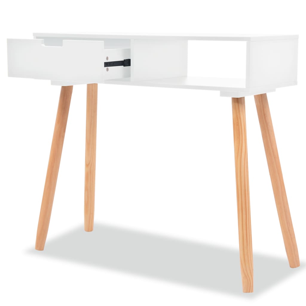 Tavolo Consolle in Legno di Pino Massello 80x30x72 cm Bianco - homemem39