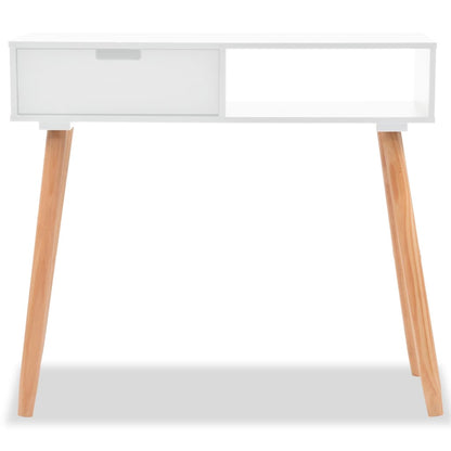 Tavolo Consolle in Legno di Pino Massello 80x30x72 cm Bianco - homemem39