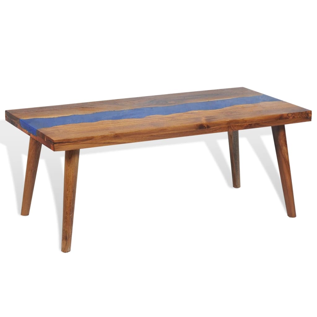 Tavolino da Salotto in Legno di Teak e Resina 100x50x40 cm - homemem39