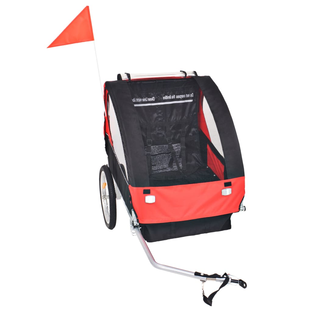 Rimorchio da Bici per Bambini Rosso e Nero 30 kg - homemem39