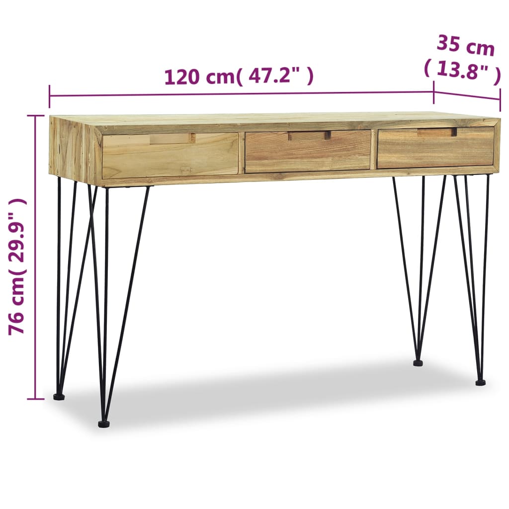 Tavolo Consolle 120x35x76 cm in Legno Massello di Teak - homemem39