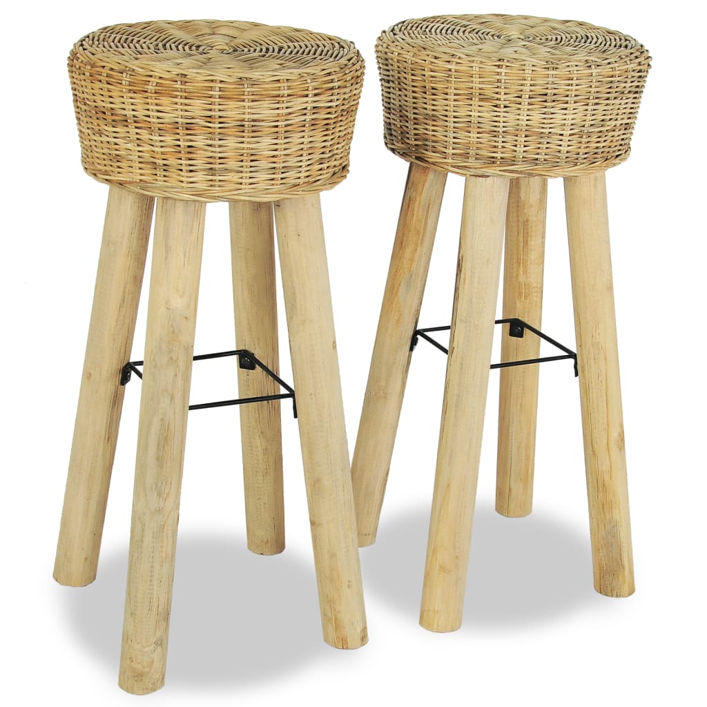 Sgabelli da Bar 2 pz in Rattan Naturale - homemem39