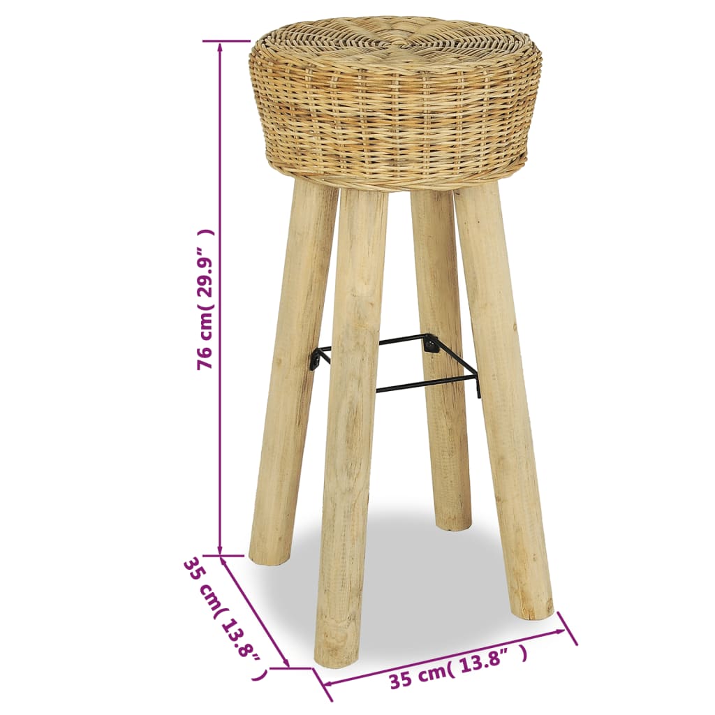 Sgabelli da Bar 2 pz in Rattan Naturale - homemem39