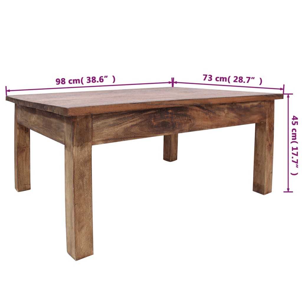 Tavolino da Caffè in Legno Massello di Recupero 98x73x45 cm - homemem39