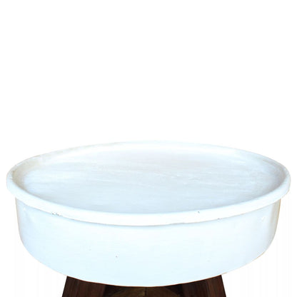 Tavolino da Caffè in Legno Massello Recuperato 60x45 cm Bianco - homemem39