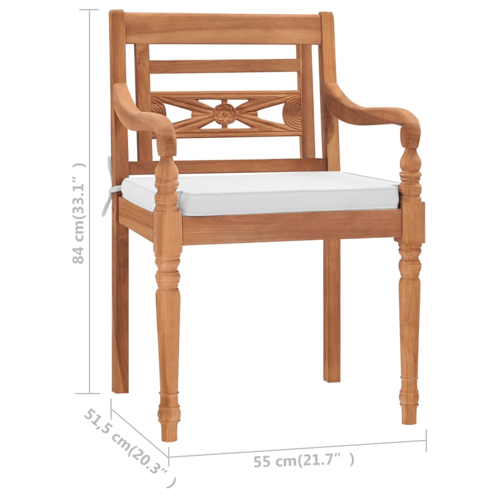 Sedie Batavia 2 pz con Cuscini in Legno Massello di Teak - homemem39