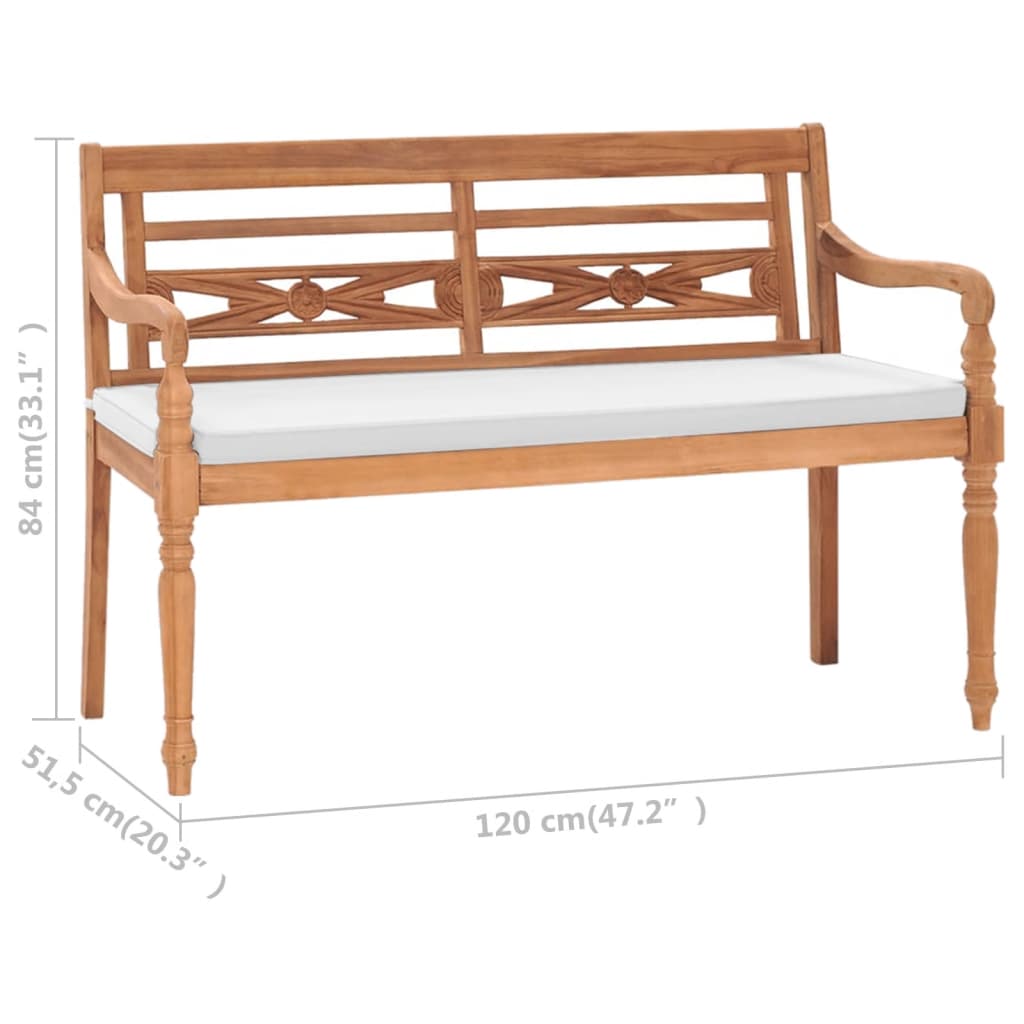 Panchina Batavia con Cuscini 120 cm in Teak - homemem39