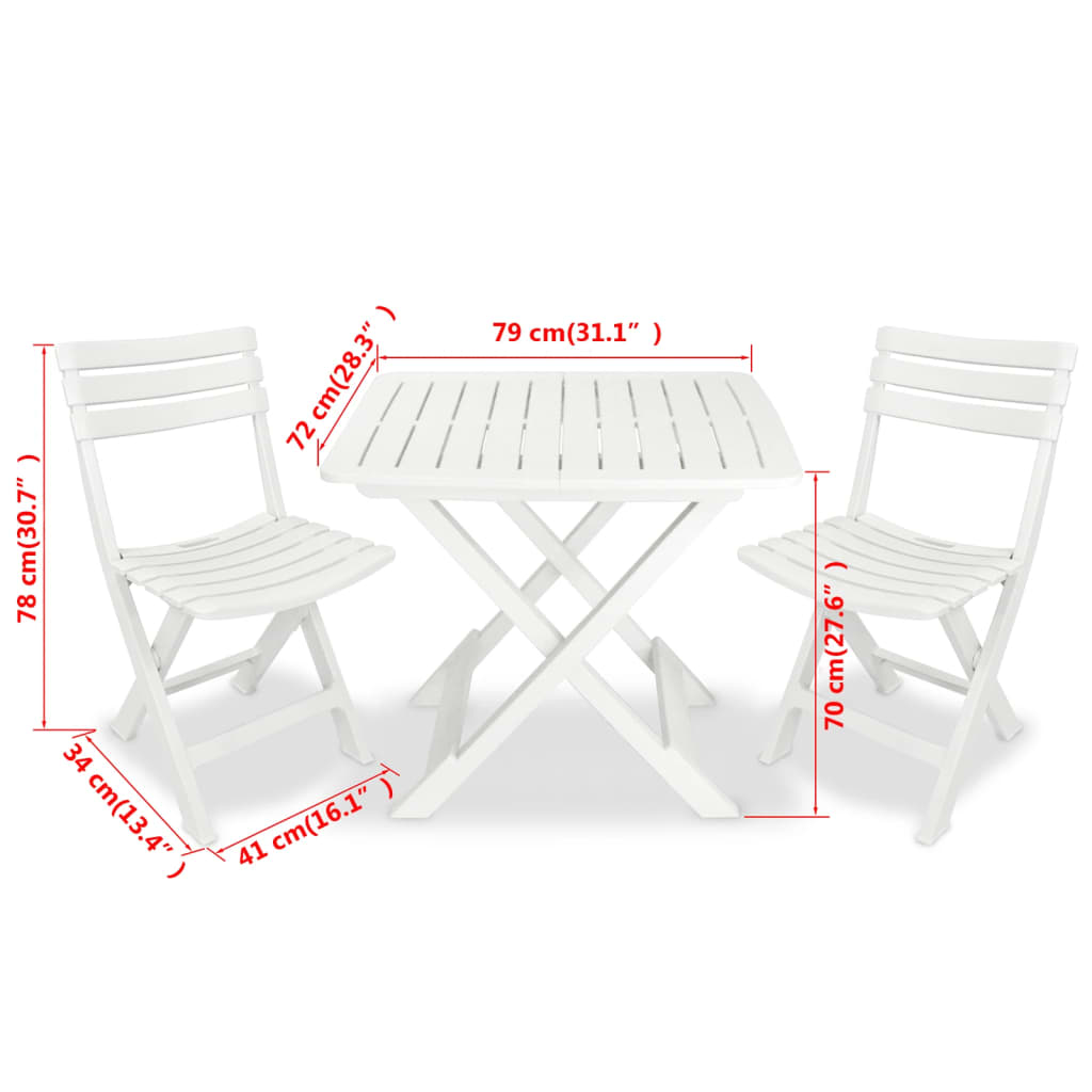 Set da Bistrot 3 pz in Plastica Bianco - homemem39