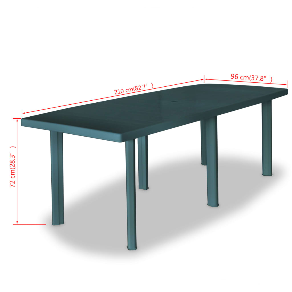 Tavolo da Giardino Verde 210x96x72 cm in Plastica - homemem39