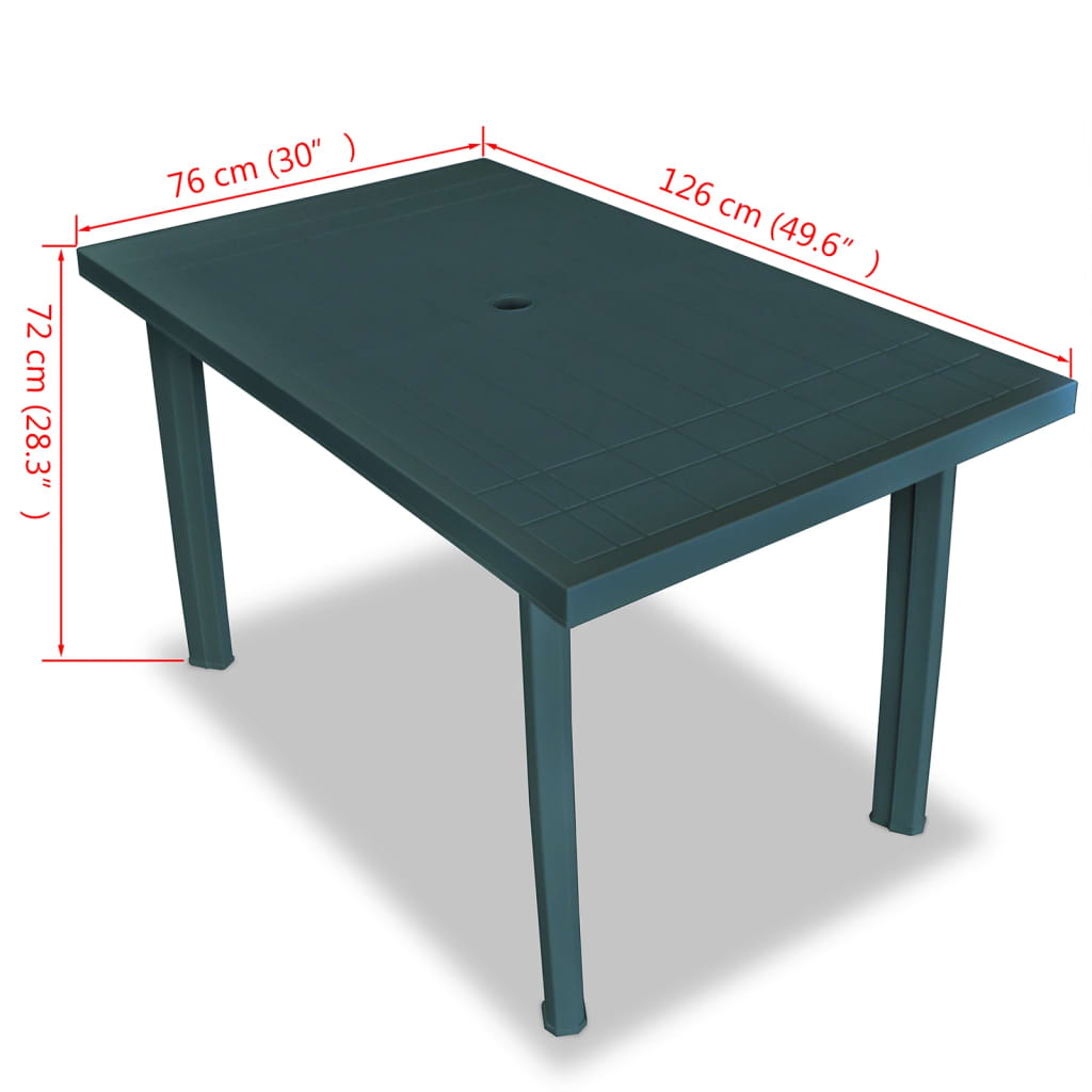 Tavolo da Giardino Verde 126x76x72 cm in Plastica - homemem39