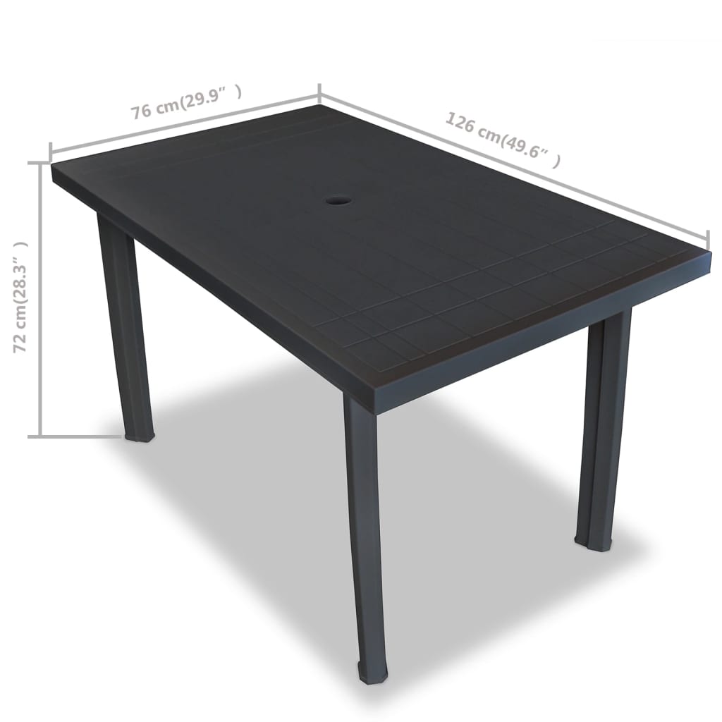 Tavolo da Giardino Antracite 126x76x72 cm in Plastica - homemem39