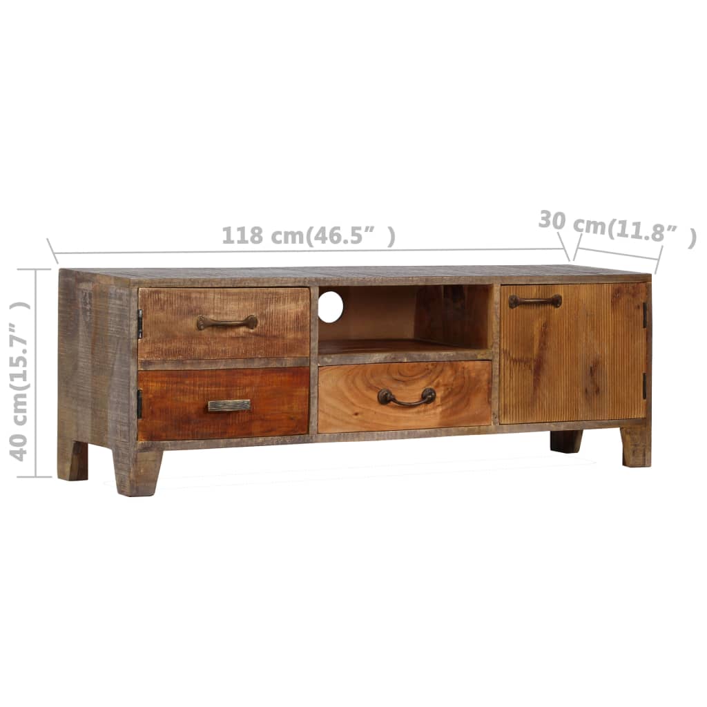 Mobile Porta TV in Legno di Acacia Stile Vintage 118x30x40 cm - homemem39