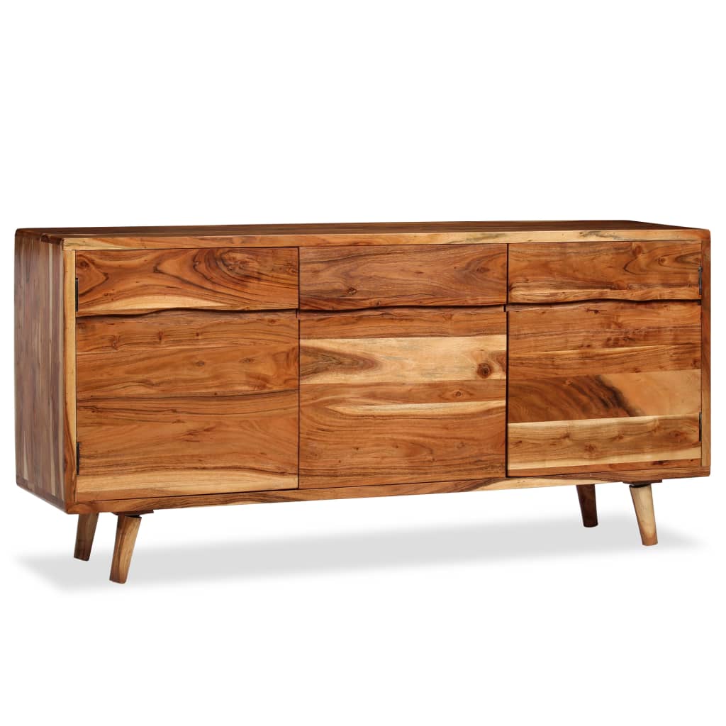 Credenza in Legno Massello con Ante Intagliate 160x40x75 cm - homemem39