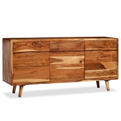 Credenza in Legno Massello con Ante Intagliate 160x40x75 cm - homemem39