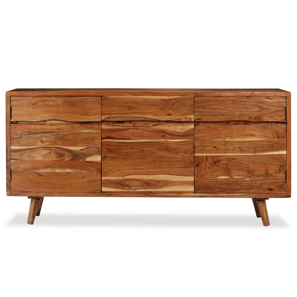 Credenza in Legno Massello con Ante Intagliate 160x40x75 cm - homemem39