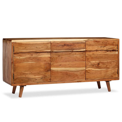 Credenza in Legno Massello con Ante Intagliate 160x40x75 cm - homemem39