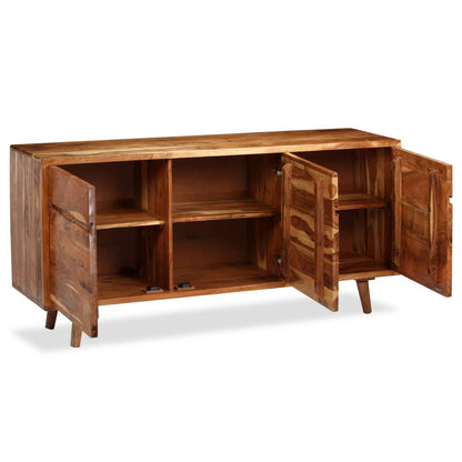 Credenza in Legno Massello con Ante Intagliate 160x40x75 cm - homemem39