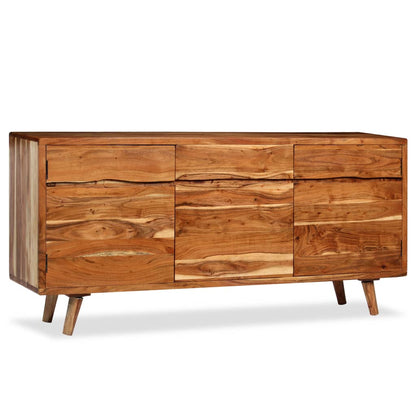 Credenza in Legno Massello con Ante Intagliate 160x40x75 cm - homemem39