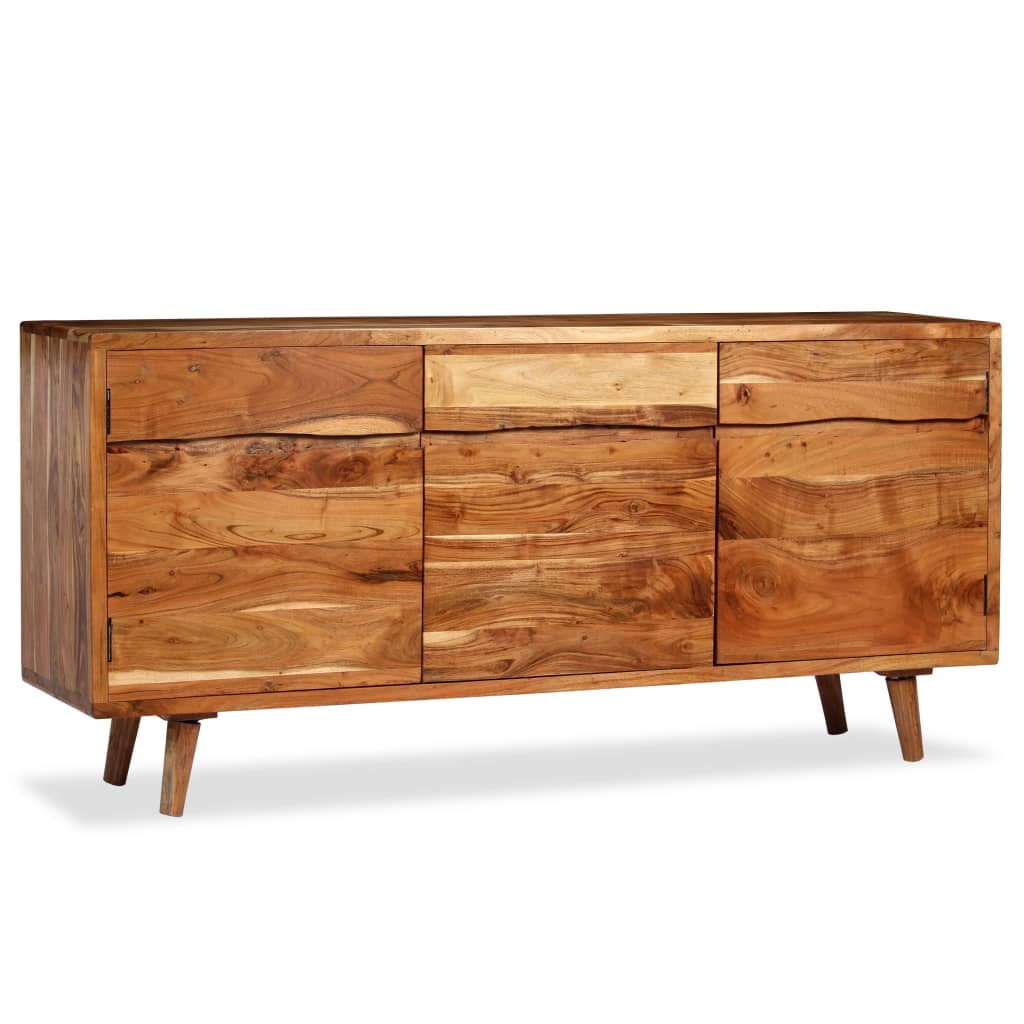 Credenza in Legno Massello con Ante Intagliate 160x40x75 cm - homemem39