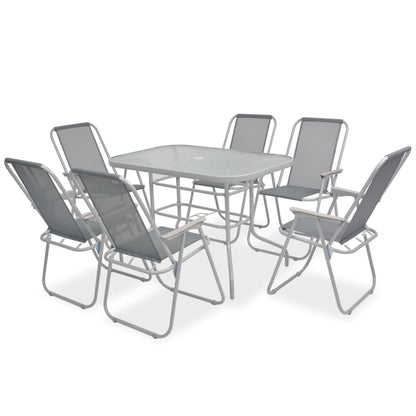 Set da Pranzo da Giardino 8 pz in Acciaio e Textilene Grigio - homemem39