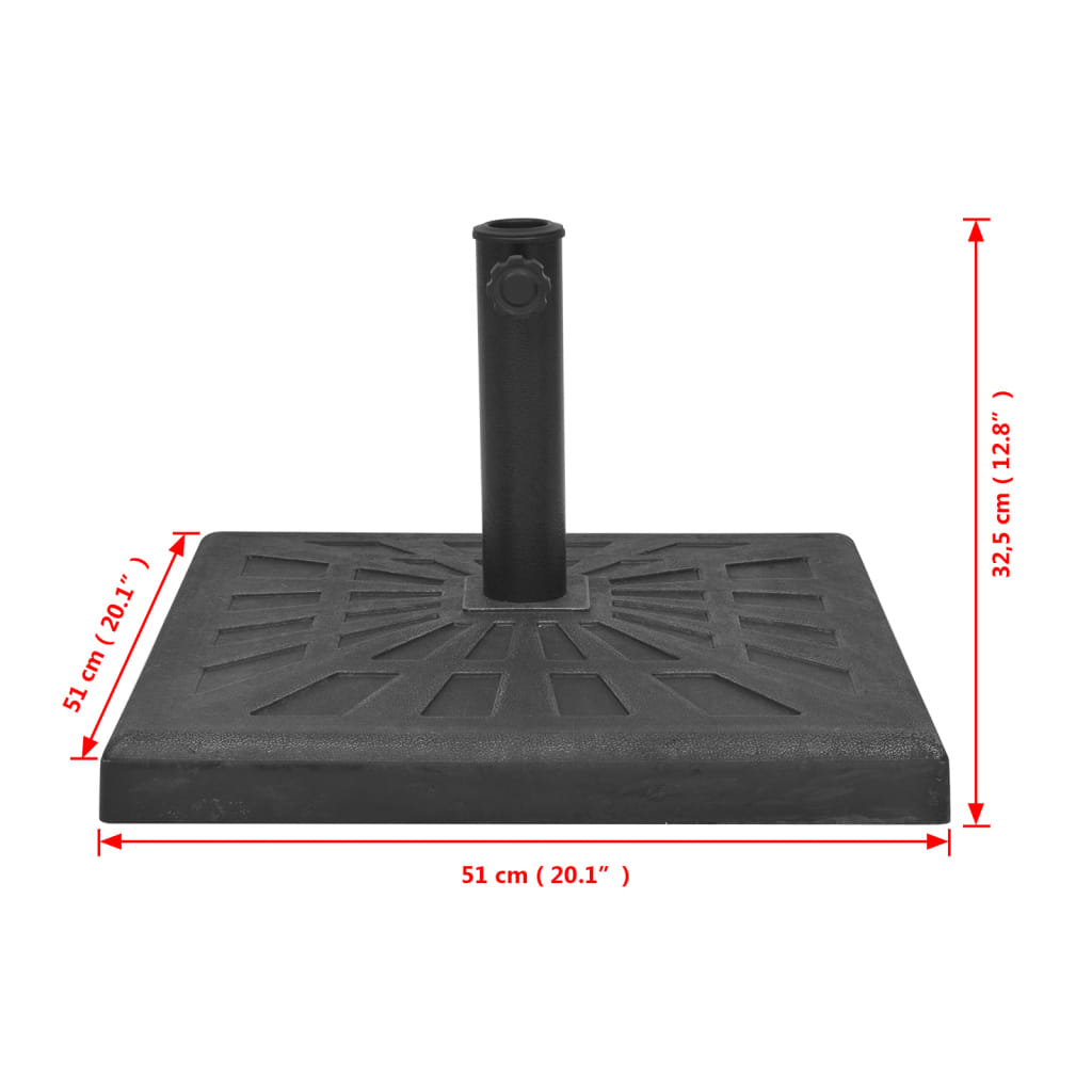 Base per Parasole Quadrata in Resina Nera 19 kg - homemem39