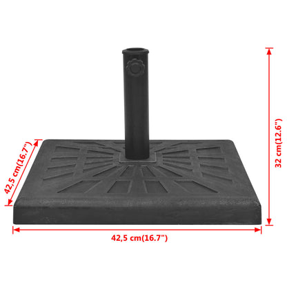 Base per Parasole Quadrata in Resina Nera 12 kg - homemem39