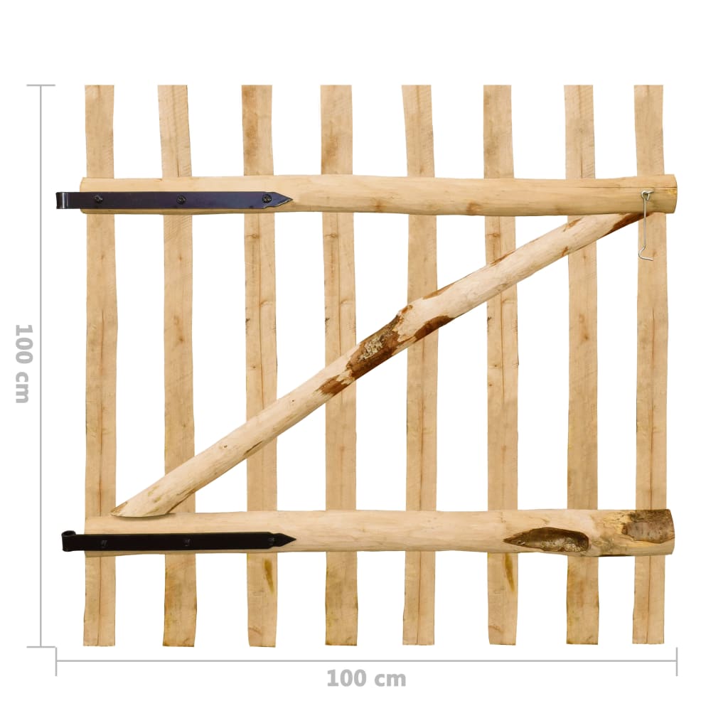 Cancello Singolo per Recinzione in Legno di Nocciolo 100x100 cm - homemem39