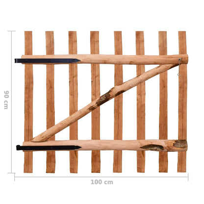 Cancello Singolo in Legno di Nocciolo Impregnato 100x90 cm - homemem39