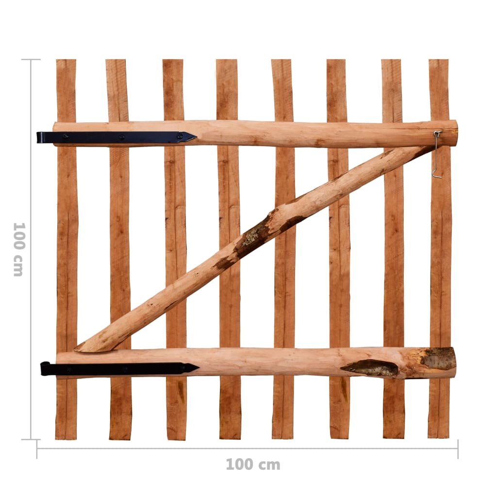 Cancello Singolo per Recinzione in Legno di Nocciolo 100x100 cm - homemem39