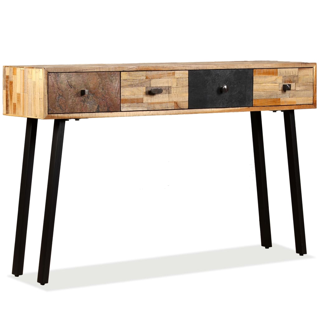 Tavolo Consolle in Legno di Teak Rigenerato 120x30x76 cm - homemem39