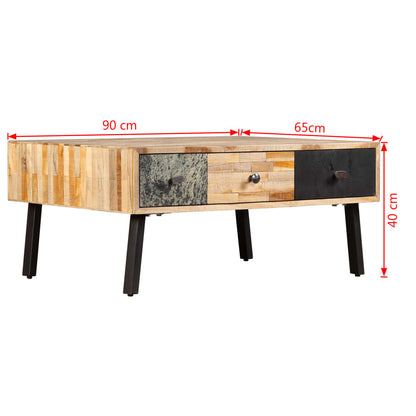 Tavolino da Caffè in Legno di Teak Rigenerato 90x65x40 cm - homemem39