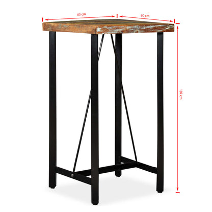 Tavolino da Bar in Legno Massello di Recupero 60x60x107 cm - homemem39