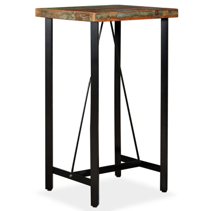 Tavolino da Bar in Legno Massello di Recupero 60x60x107 cm - homemem39