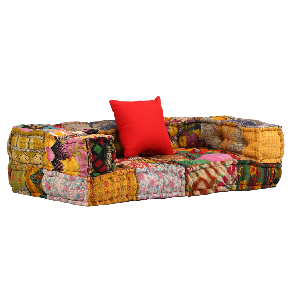 Pouf Modulare a 2 Posti in Tessuto Patchwork - homemem39