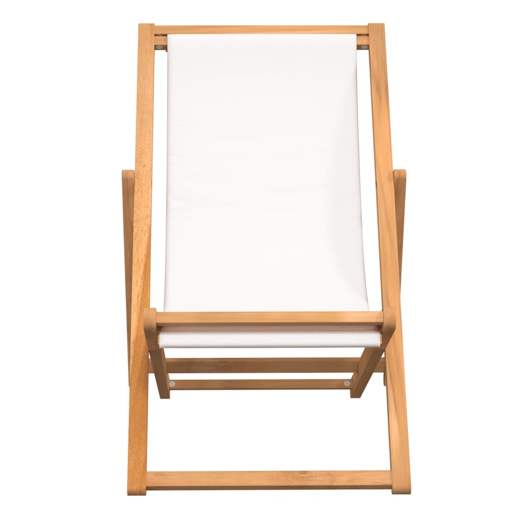 Sedia a Sdraio in Legno di Teak 56x105x96 cm Crema - homemem39