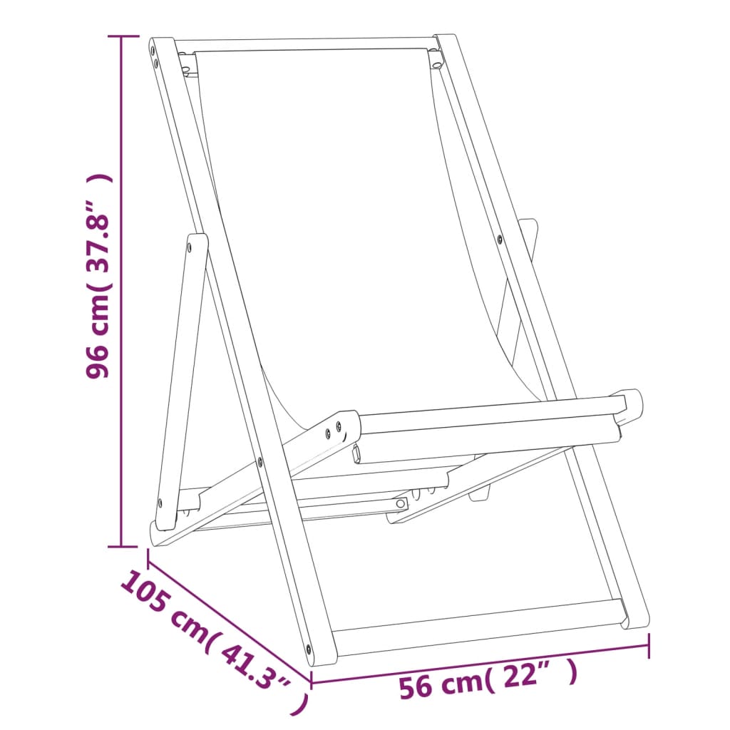 Sedia a Sdraio in Legno di Teak 56x105x96 cm Crema - homemem39