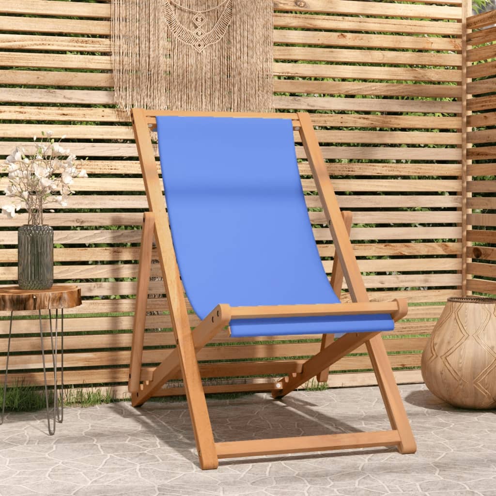 Sedia a Sdraio in Legno di Teak 56x105x96 cm Blu - homemem39