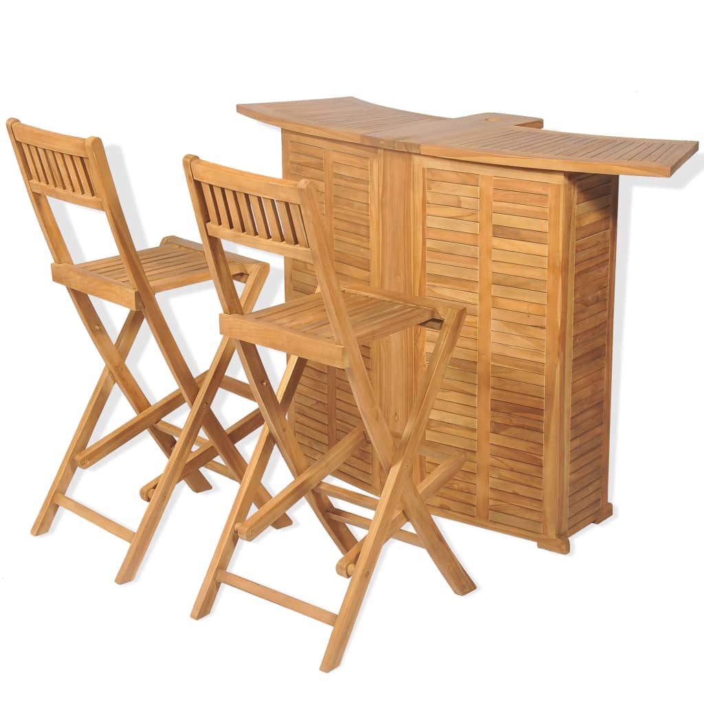 Set da Bistrot 3 pz con Sedie Pieghevoli in Massello di Teak - homemem39