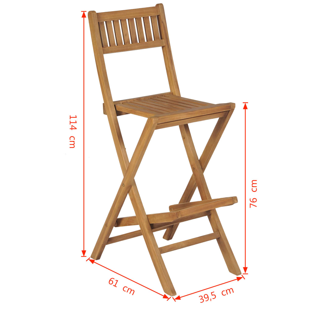 Sgabelli da Bar da Esterno Pieghevoli 2 pz in Massello di Teak - homemem39