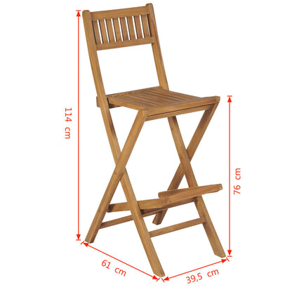 Sgabelli da Bar da Esterno Pieghevoli 2 pz in Massello di Teak - homemem39