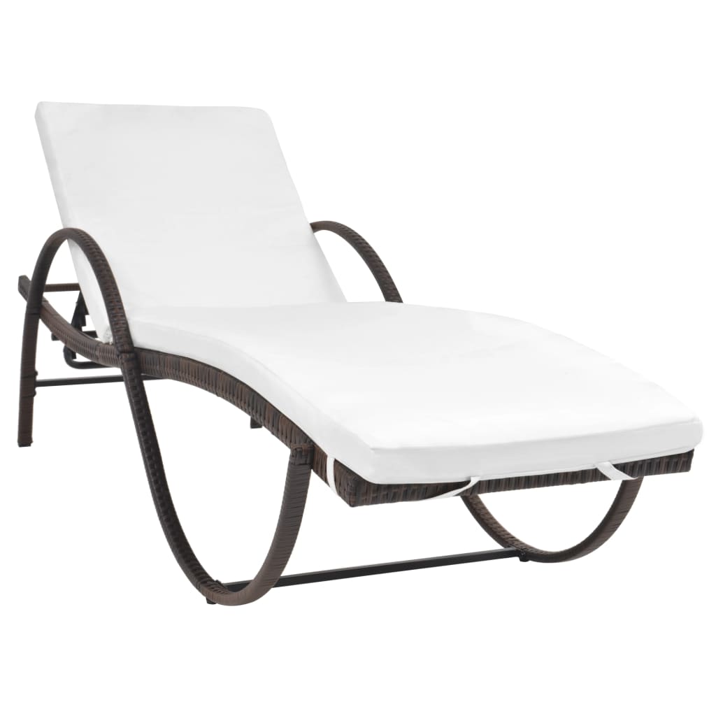 Lettini Prendisole 2 pz con Tavolo in Polyrattan Marrone - homemem39