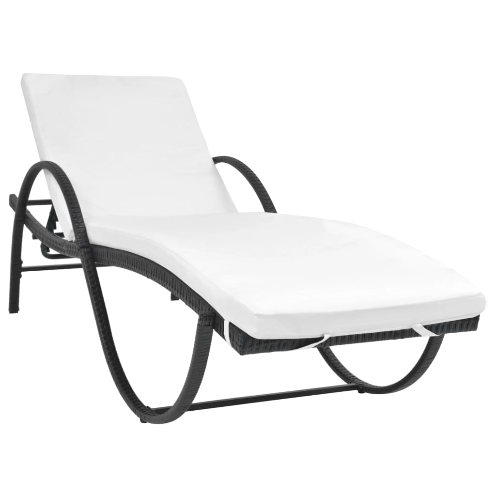 Lettini Prendisole 2 pz con Tavolo in Polyrattan Nero - homemem39