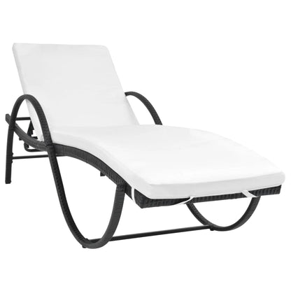 Lettini Prendisole 2 pz con Tavolo in Polyrattan Nero - homemem39