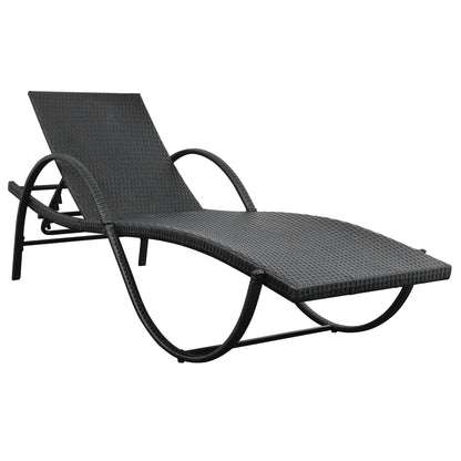 Lettini Prendisole 2 pz con Tavolo in Polyrattan Nero - homemem39