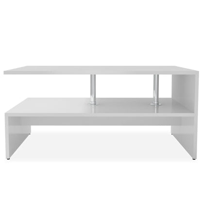 Tavolino da Salotto in Legno Multistrato 90x59x42 cm Bianco - homemem39
