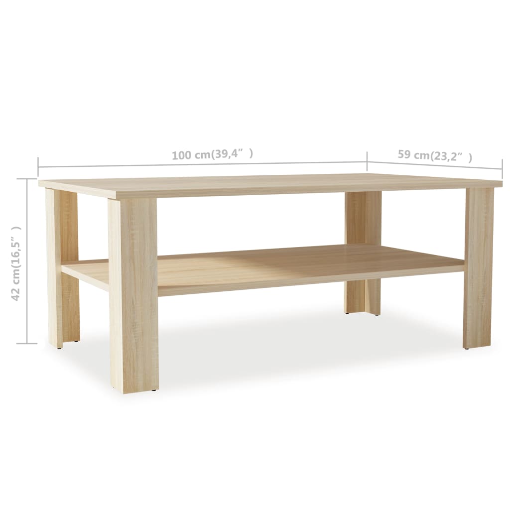 Tavolino da Caffè in Truciolato 100x59x42 cm Quercia - homemem39