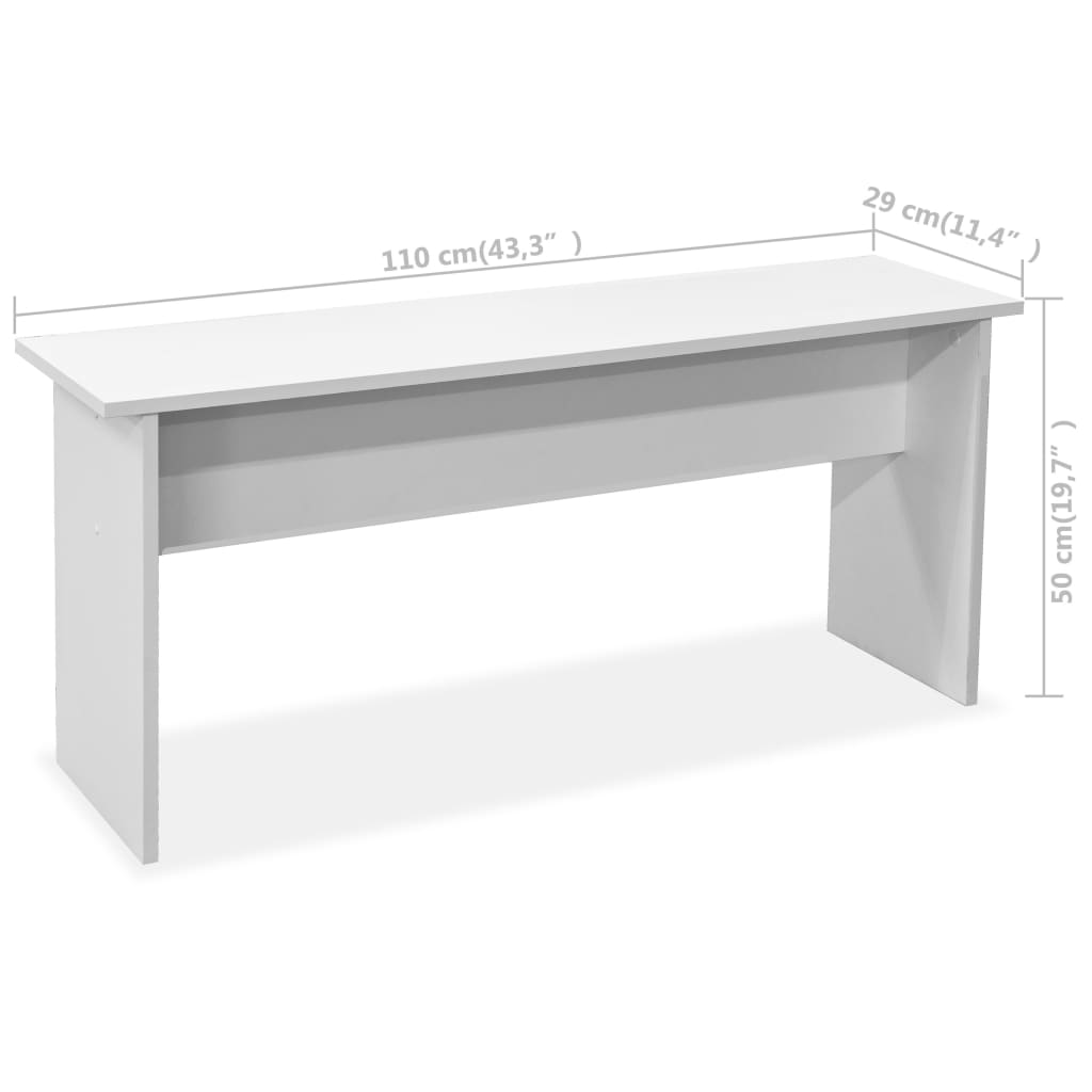 Tavolo da Pranzo e Panche 3 pz in Legno Multistrato Bianco - homemem39