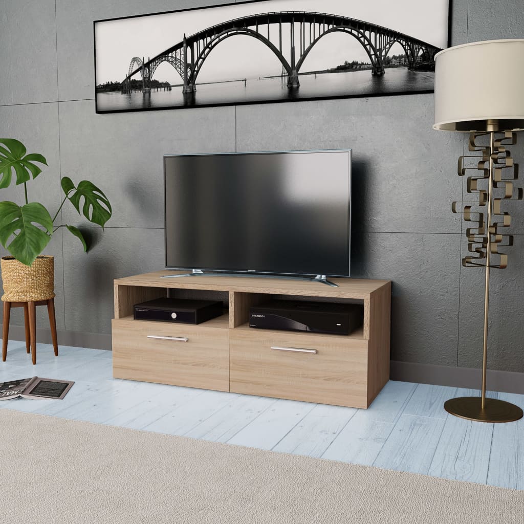 Mobile Porta TV in Legno Multistrato 95x35x36 cm Rovere - homemem39