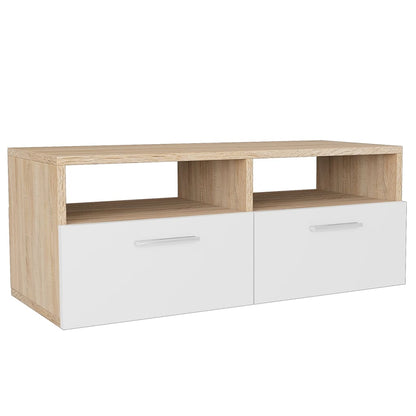 Mobile Porta TV in Legno Multistrato 95x35x36cm Rovere e Bianco - homemem39