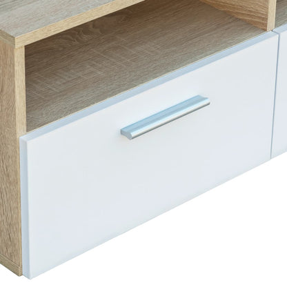 Mobile Porta TV in Legno Multistrato 95x35x36cm Rovere e Bianco - homemem39